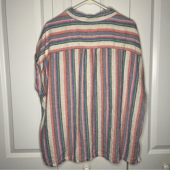 ORVIS Linen Blend Short Sleeve Button Up Size XXL 2XL Striped Multicolor Shirt - Picture 5 of 7
